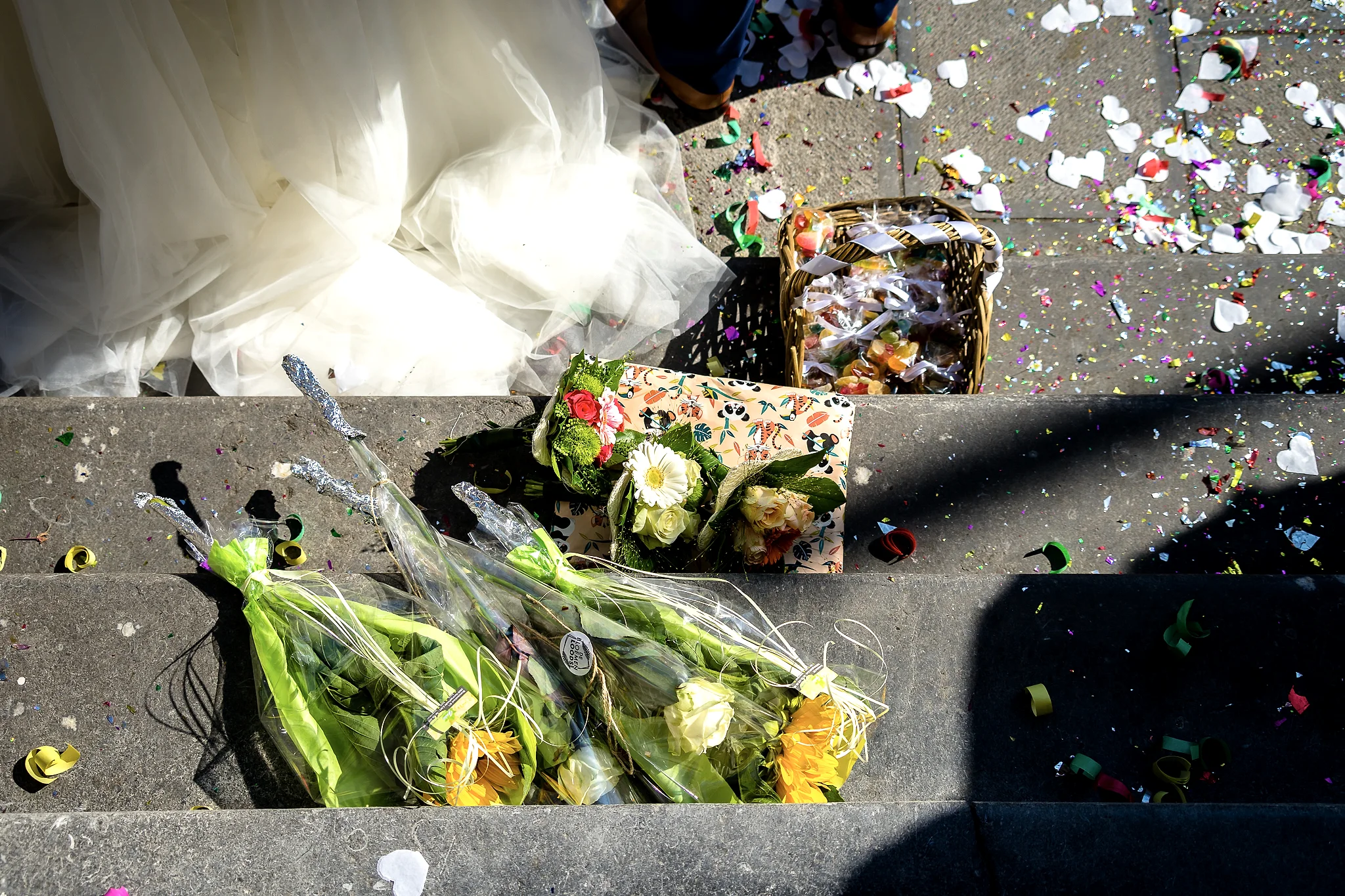 Color-blasted moment of the groom